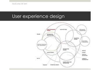 User experience design
David Lamas, ULP, 2010
 