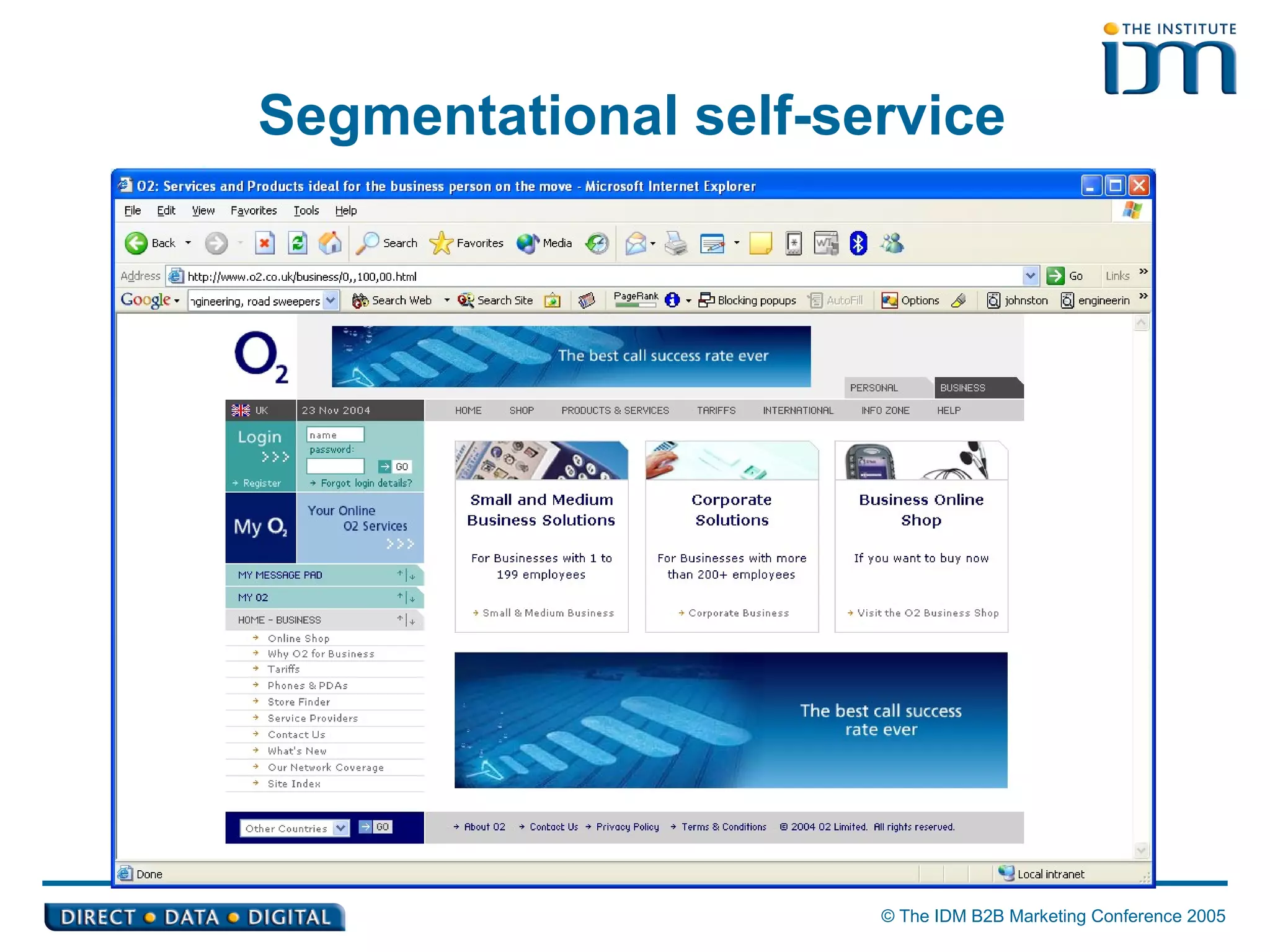 Segmentational self-service 