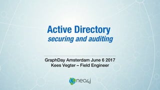 Active Directory !
securing and auditing

GraphDay Amsterdam June 6 2017!
Kees Vegter – Field Engineer!
 