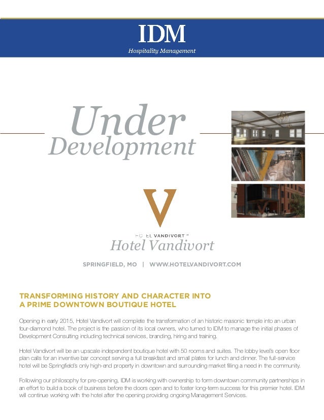 IDM Hospitality Management Portfolio 2014