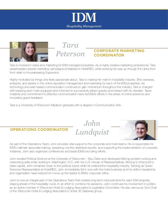 IDM Hospitality Management Portfolio 2014