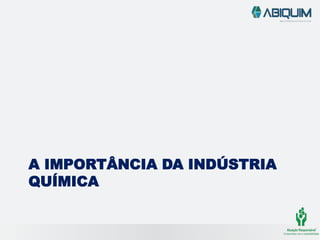 A IMPORTÂNCIA DA INDÚSTRIA
QUÍMICA
 