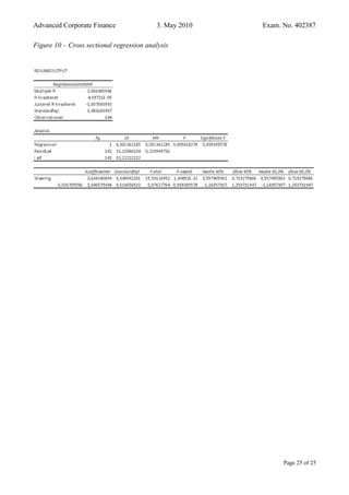 Advanced Corporate Finance 3. May 2010 Exam. No. 402387
Figure 10 – Cross sectional regression analysis
Page 25 of 25
 