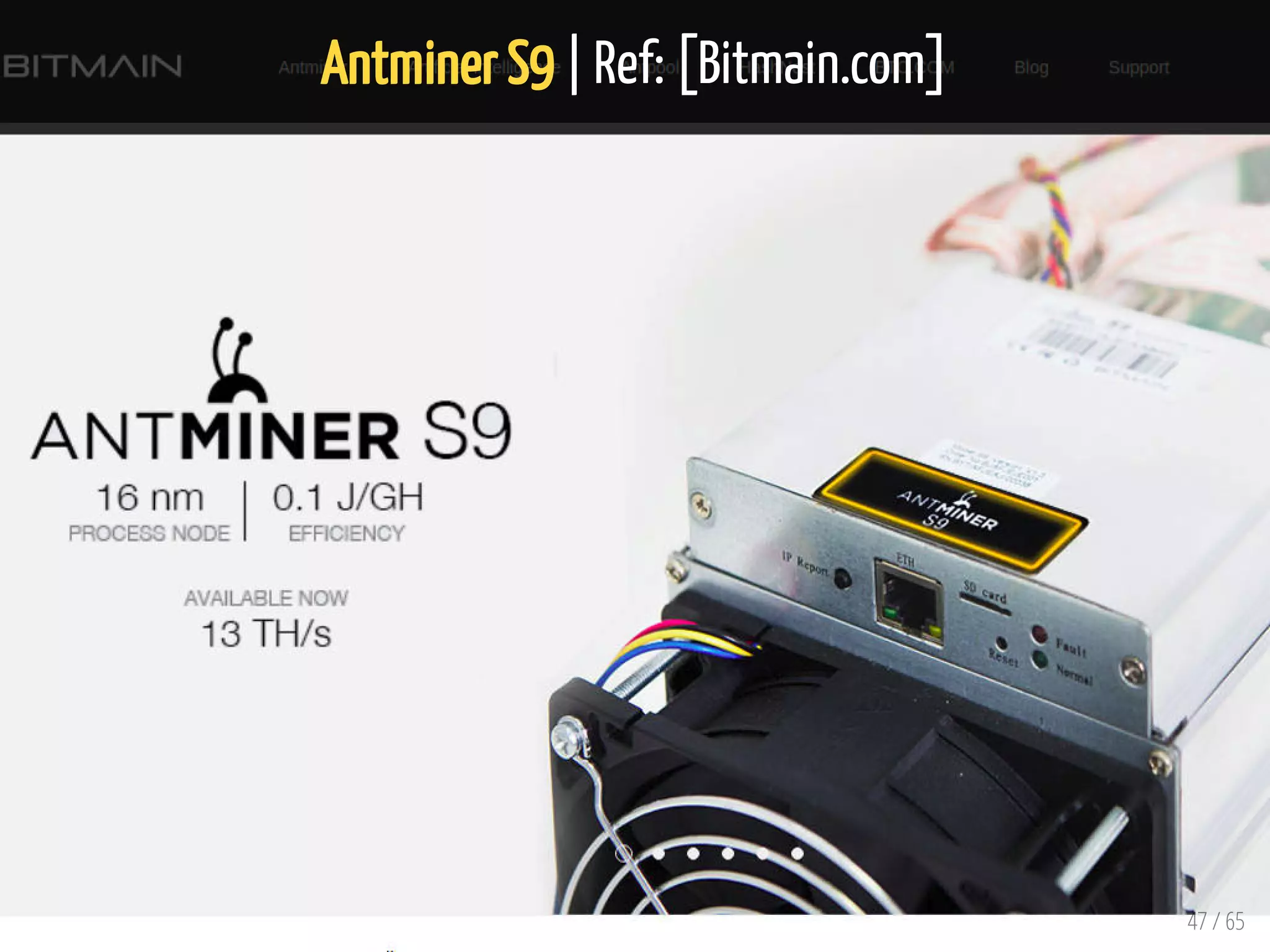 Antminer S9 | Ref: [Bitmain.com]
47 / 65
 