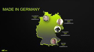 MADE IN GERMANY
Lutz Lindemann
Hamburg
CEO
lutz@idolcard.com
Thomas Rothe
Leipzig
CTO
thomas@idolcard.com
Michael Gundacker
Berlin
Vertrieb
michael@idolcard.com
Dimo Velev
München
COO
dimo@idolcard.com
 