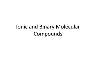 Ionic and Binary Molecular Compounds 
