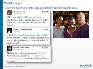 Meet the judges
 Everyone has their favorite judge and different opinions towards each.
 