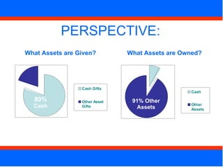 PERSPECTIVE: What Assets are Given? What Assets are Owned? 80% Cash 91% Other Assets 