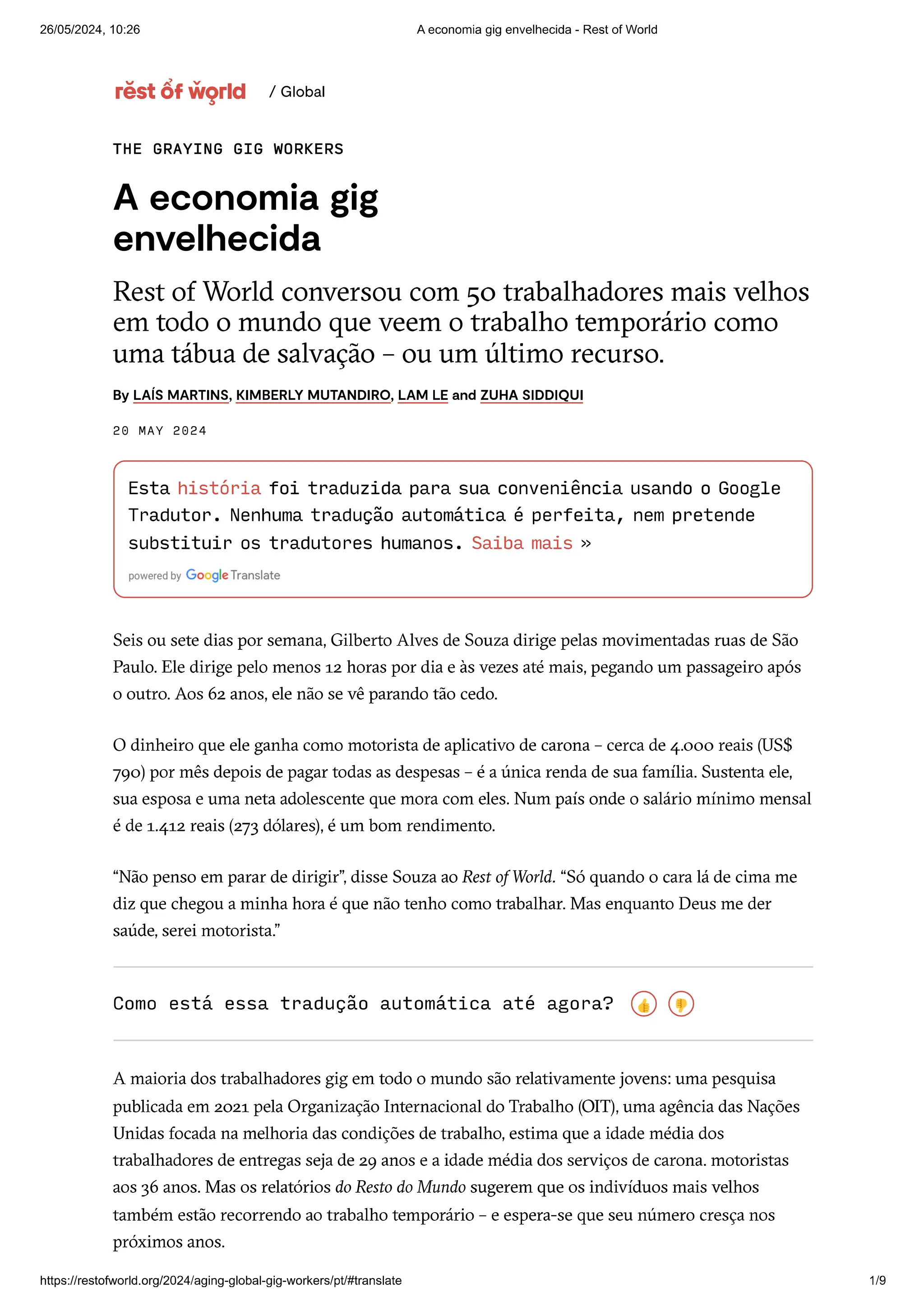 Envelhecimento dos trabalhadores precários