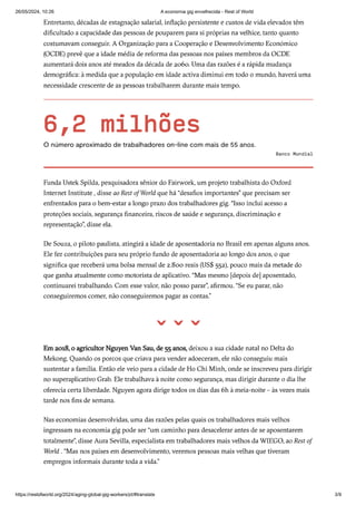 Envelhecimento dos trabalhadores precários