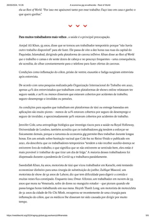 Envelhecimento dos trabalhadores precários