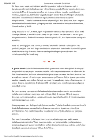 Envelhecimento dos trabalhadores precários