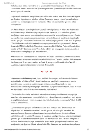 Envelhecimento dos trabalhadores precários