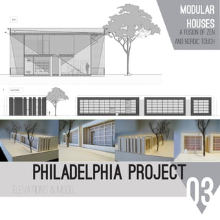 a
a
94
a
b
b
c
03
philadelphia project
f
i
a
a
a
b
b
95
i
MODELLI
elevations & model
a) Prospetti.
b) Sezione in dettaglio.
c) Render del progetto.
d) Copertura.
b
e
modular
houses
a fusion of zen
and nordic touch
 