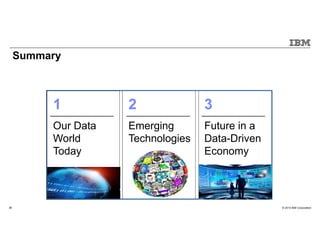 © 2015 IBM Corporation38
Summary
3
Future in a
Data-Driven
Economy
1
Our Data
World
Today
2
Emerging
Technologies
 