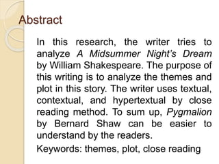 Themes and Plot Analysis in A Midsummer Night's Dream by William  Shakespeare