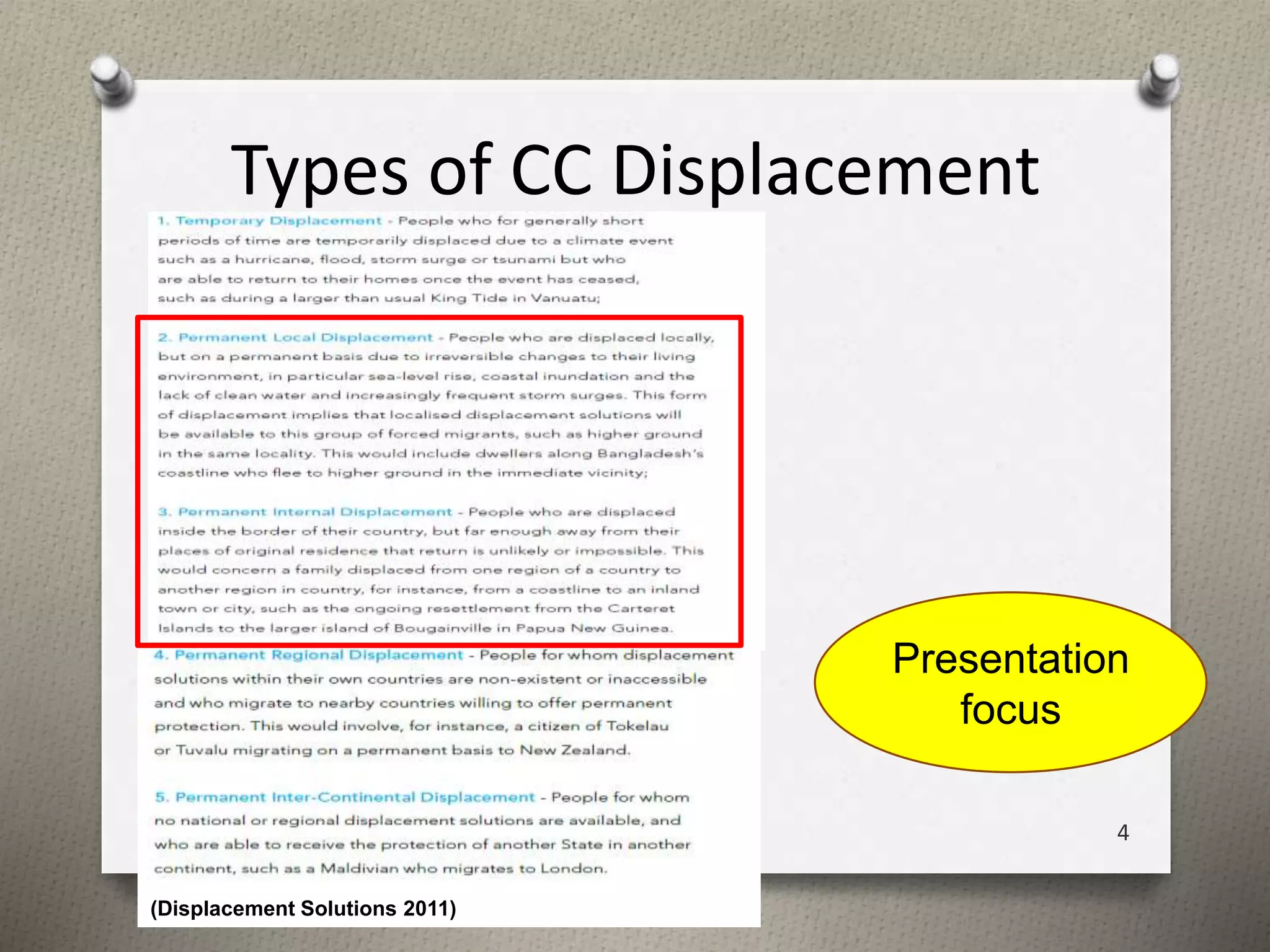 Types of CC Displacement 
Presentation 
focus 
(Displacement Solutions 2011) 
4 
 