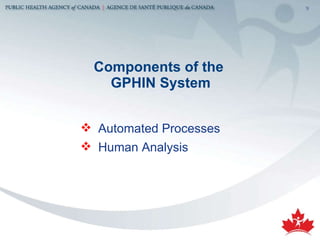 Components of the  GPHIN System Automated Processes Human Analysis 