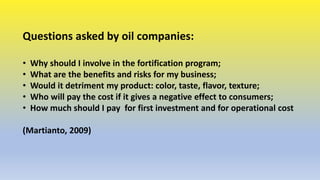 The History of Cooking Oil Fortification in Indonesia: Government Support for the Program and Challenges