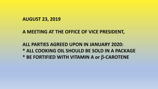 The History of Cooking Oil Fortification in Indonesia: Government Support for the Program and Challenges