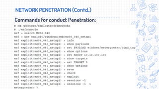 NETWORK PENETRATION (Contd..)
Commands for conduct Penetration:
 