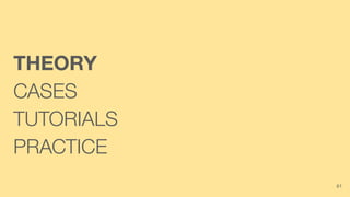 THEORY
CASES
TUTORIALS
PRACTICE
61
 