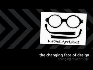 the changing face of design
          changing relationships
 