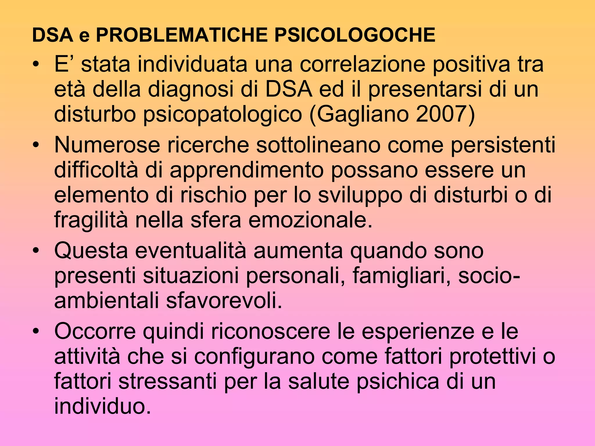 INDIVIDUARE I PUNTI DI FORZA E DI DEBOLEZZA DEL FUNZIONAMENTO DEL BAMBINO O DEL RAGAZZODISTURBI SPECIFICI DI LETTURA Dislessia evolutiva Prevede tempi e numero di errori nella lettura significativamente superiori a quelli attesi.   I criteri guida per valutare la lettura sono:analisi della sua correttezza: numero e tipo di errori