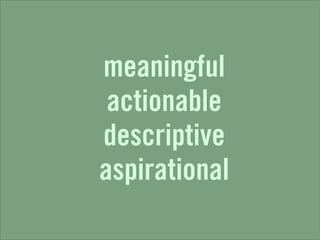 meaningful
 actionable
descriptive
aspirational
 