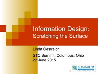 Information Design:
Scratching the Surface
Linda Oestreich
STC Summit, Columbus, Ohio
24 June 2015
 