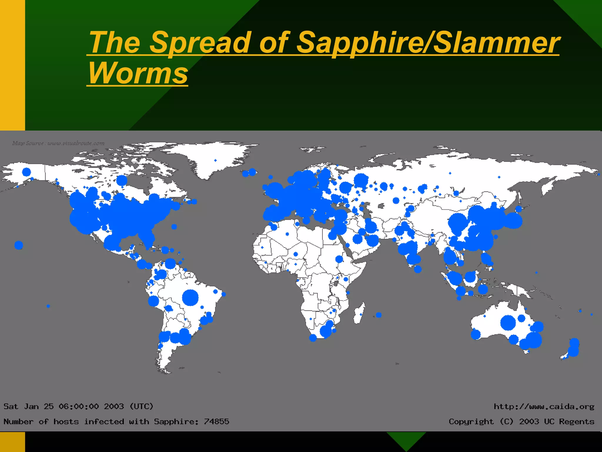 The Spread of Sapphire/Slammer
Worms
 