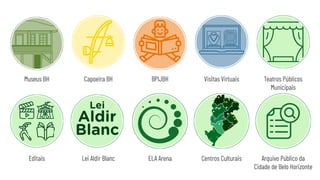 BPIJBH
ELA Arena
Visitas Virtuais
Centros Culturais
Teatros Públicos
Municipais
Arquivo Público da
Cidade de Belo Horizonte
Lei
Aldir
Blanc
Capoeira BH
Lei Aldir Blanc
Museus BH
Editais
 