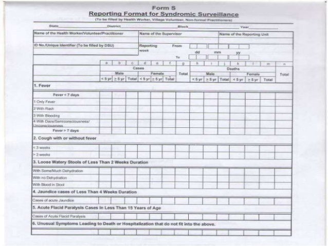 form in p idsp Integrated India  Project  Surveillance Diseases IDSP