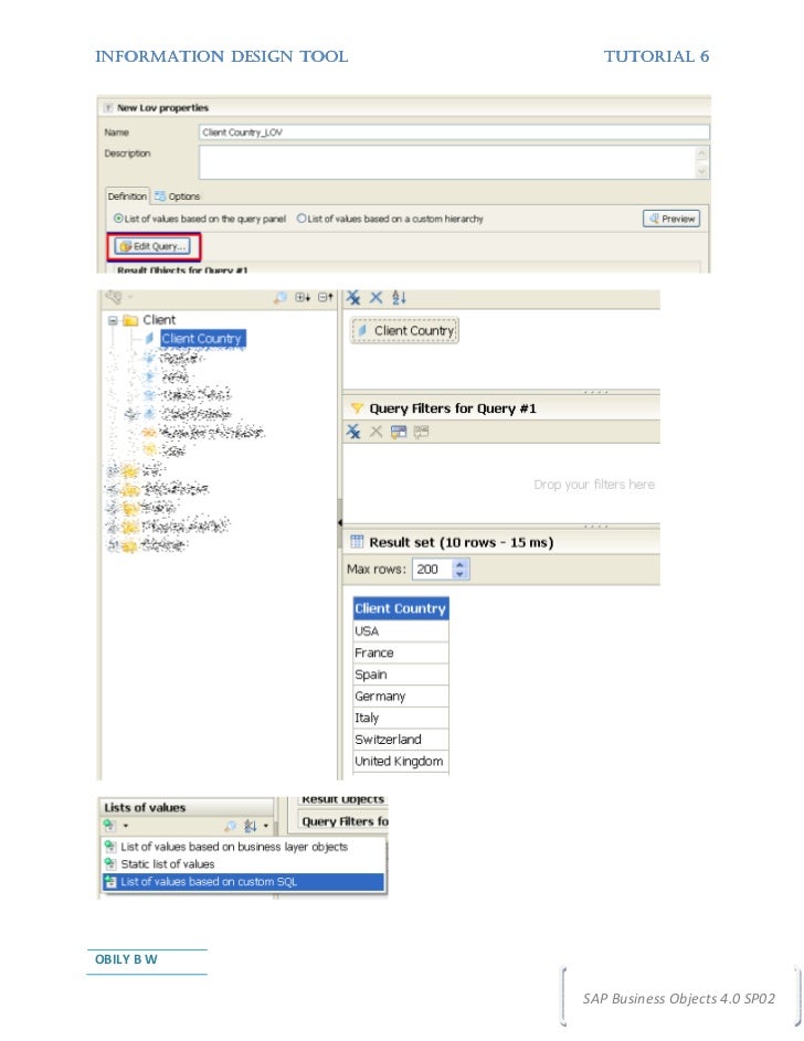 Sap Business Objects Information Design Tool Tutorial Sap Business Objects Information Design Tool Tutorial