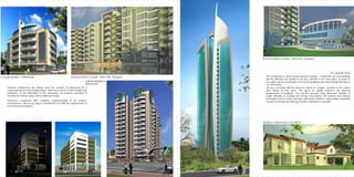 Veracious Builders Lansdale - White Field - Bangalore




                                                                                                                                                                                                 PLANNING
ELYSIUM VISTARA - COIMBATORE                                        Veracious Builders Lansdale - White Field - Bangalore      IDT' architecture is driven by the pursuit of quality - a belief that our surroundings
                                                                                                                               directly influence the quality of our lives, whether in the work place, at home or
                                                                                   CANOPY MONARCH                              the public spaces in between. It is not just buildings but urban design that affects
                                                                                   BANGALORE                                   our well-being.
     Timeless architecture has always been the medium of expression for a                                                      We are concerned with the physical context of a project, sensitive to the culture
     cultural growth of transcending values, with various facets of functionality and                                          and climate of their place. The quest for quality embraces the physical
     aesthetics. To the affirmation of this expression we program ourselves to                                                 performance of buildings. The last few decades have witnessed changes in
     translate the human values into architectural reality.                                                                    public attitudes to ecology and energy consumption. IDT projects have always
                                                                                                                               anticipated these trends and have pioneered solutions using totally renewable
     Teamwork integrated with complete understanding of the project,                                                           sources of energy and offering dramatic reductions in pollution.
     inventiveness, steered by project coordination we fulfill the requirements of
     an architectural program.




                                                                                                                            ROBERTO GARCIA VILLA COSTARICA
 