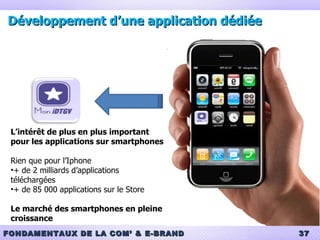Création du Widget iDTGV Permettre à l’internaute de se tenir informé en temps réel des dernières offres/actualités sans avoir à aller sur Internet Récupérer les flux RSS Actualités musicales Opérations évènementielles Souscription/consultation de la newsletter Informations qui arrivent via un système similaire au « push mail » 