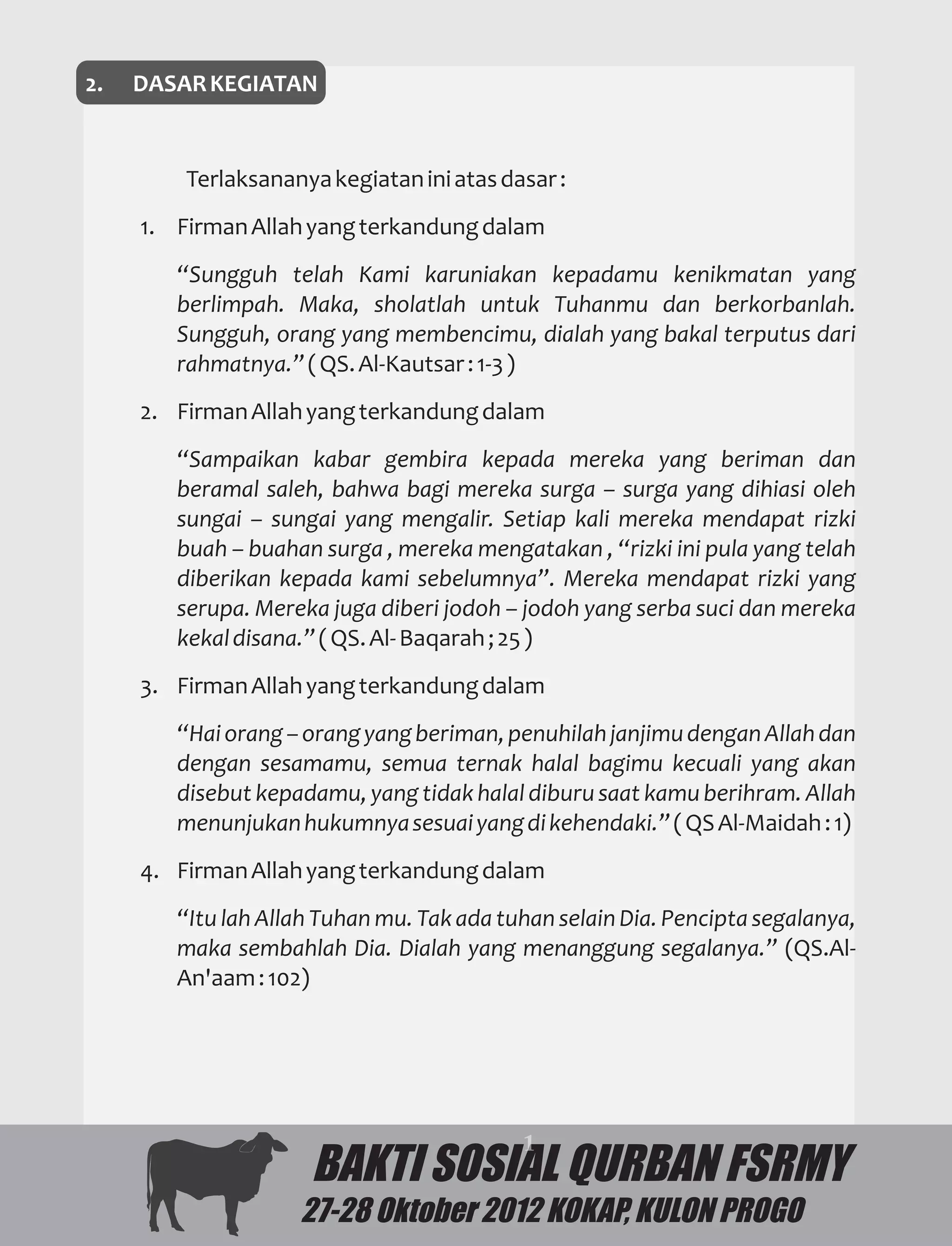 BAKTI SOSIAL QURBAN FSRMY
27-28 Oktober 2012 KOKAP, KULON PROGO
 