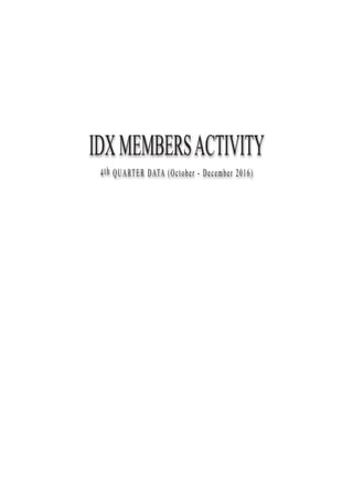 4th QUARTER DATA (October - December 2016)
IDXMEMBERSACTIVITY
 