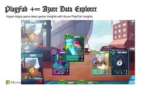 PlayFab += Azure Data Explorer
Hyper Hippo gains deep gamer insights with Azure PlayFab Insights
 