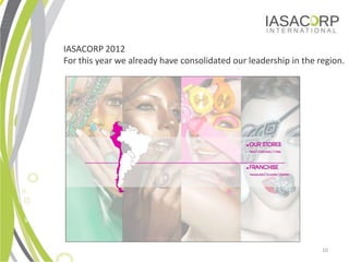 IASACORP 2012
          For this year we already have consolidated our leadership in the region.




Why Aureos?


                                                                            10
 