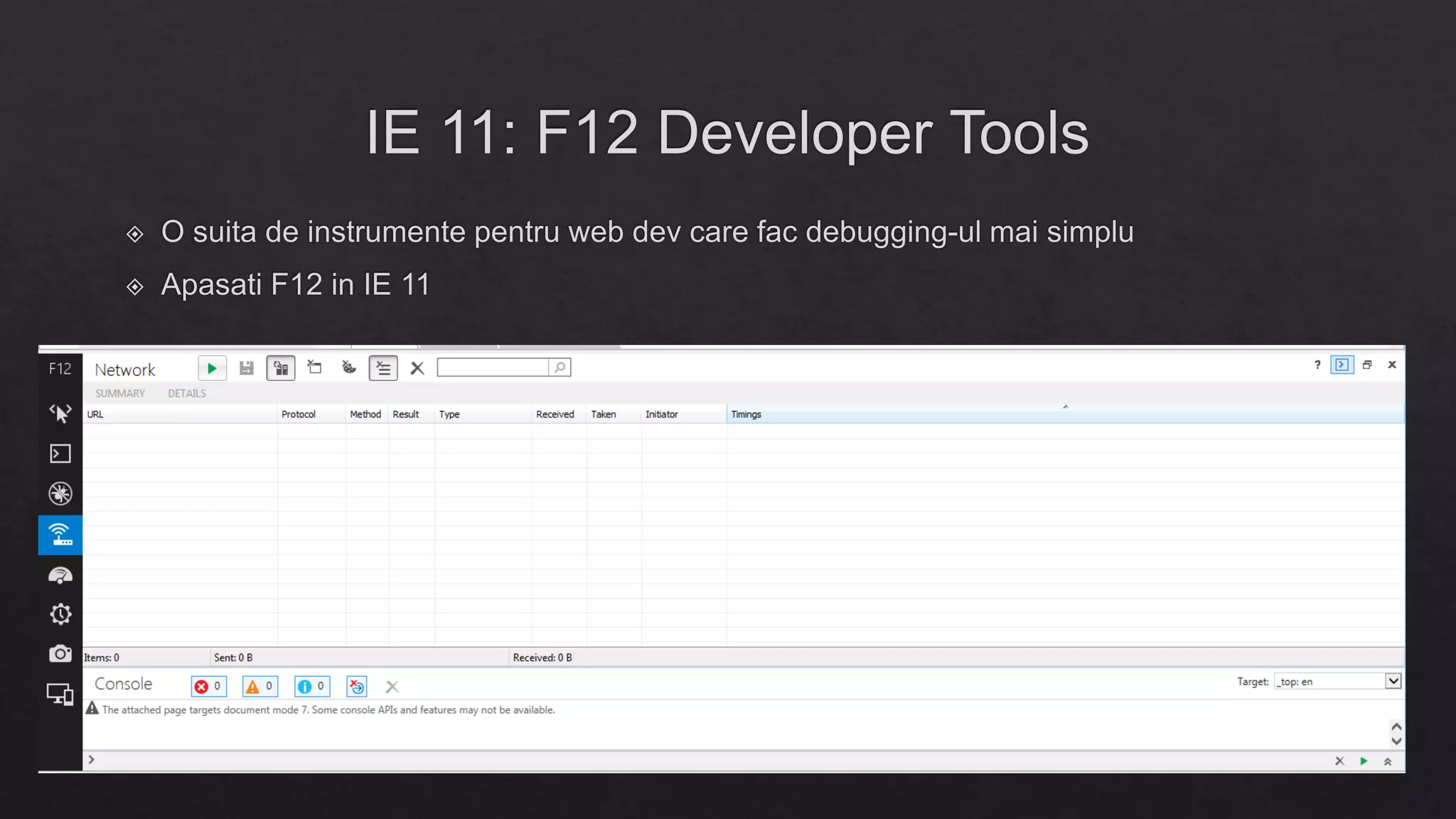 Internet Explorer 11 Enterprise Mode & F12 Developer Tools