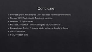 Internet Explorer 11 Enterprise Mode & F12 Developer Tools