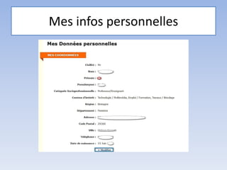Mes infos personnelles
 
