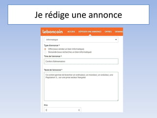 Je rédige une annonce
 