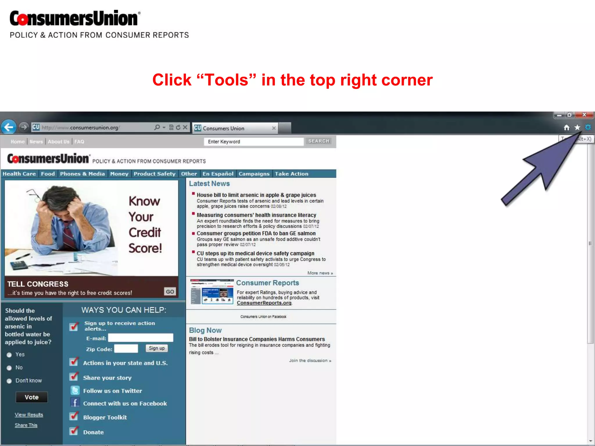 Click “Tools” in the top right corner
 