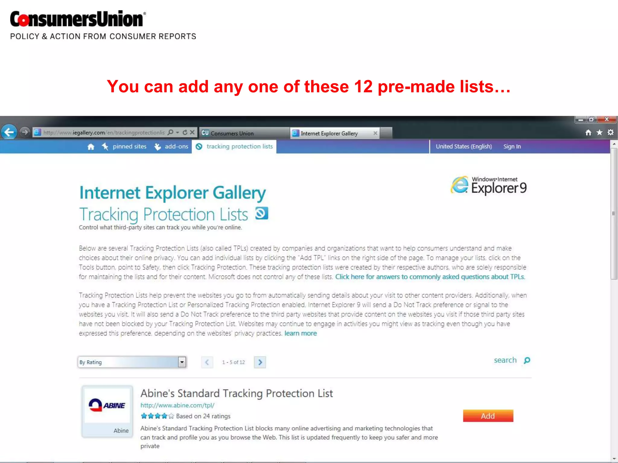 You can add any one of these 12 pre-made lists…
 