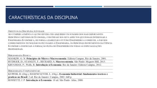 CARACTERÍSTICAS DA DISCIPLINA
 