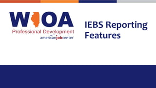 IEBS Reporting
Features
 