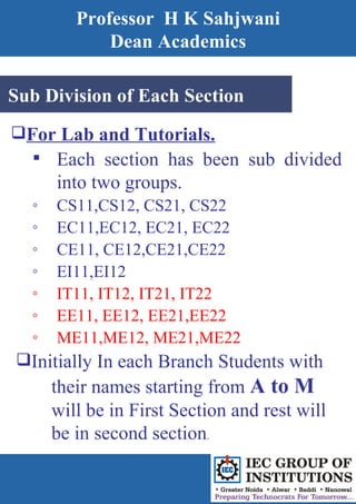 Iec Program Sample IEC Orientation Program for B.Tech New Students | PPT