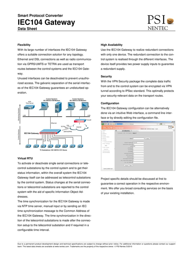 Iec104 gateway datasheet | PDF